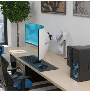 Ergotron Bras mural HX avec pivot VHD pour écrans ultra-larges très incurvés - Blanc