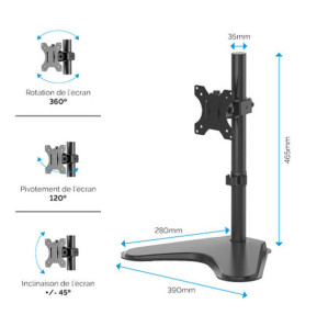 Fellowes Bras porte écran vertical sur pied Professional