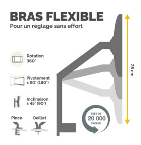 Fellowes Bras porte-écran simple Platinum Series - Blanc