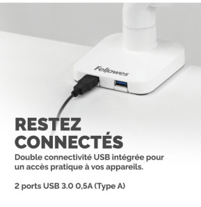 Fellowes Bras porte-écran simple Platinum Series - Blanc
