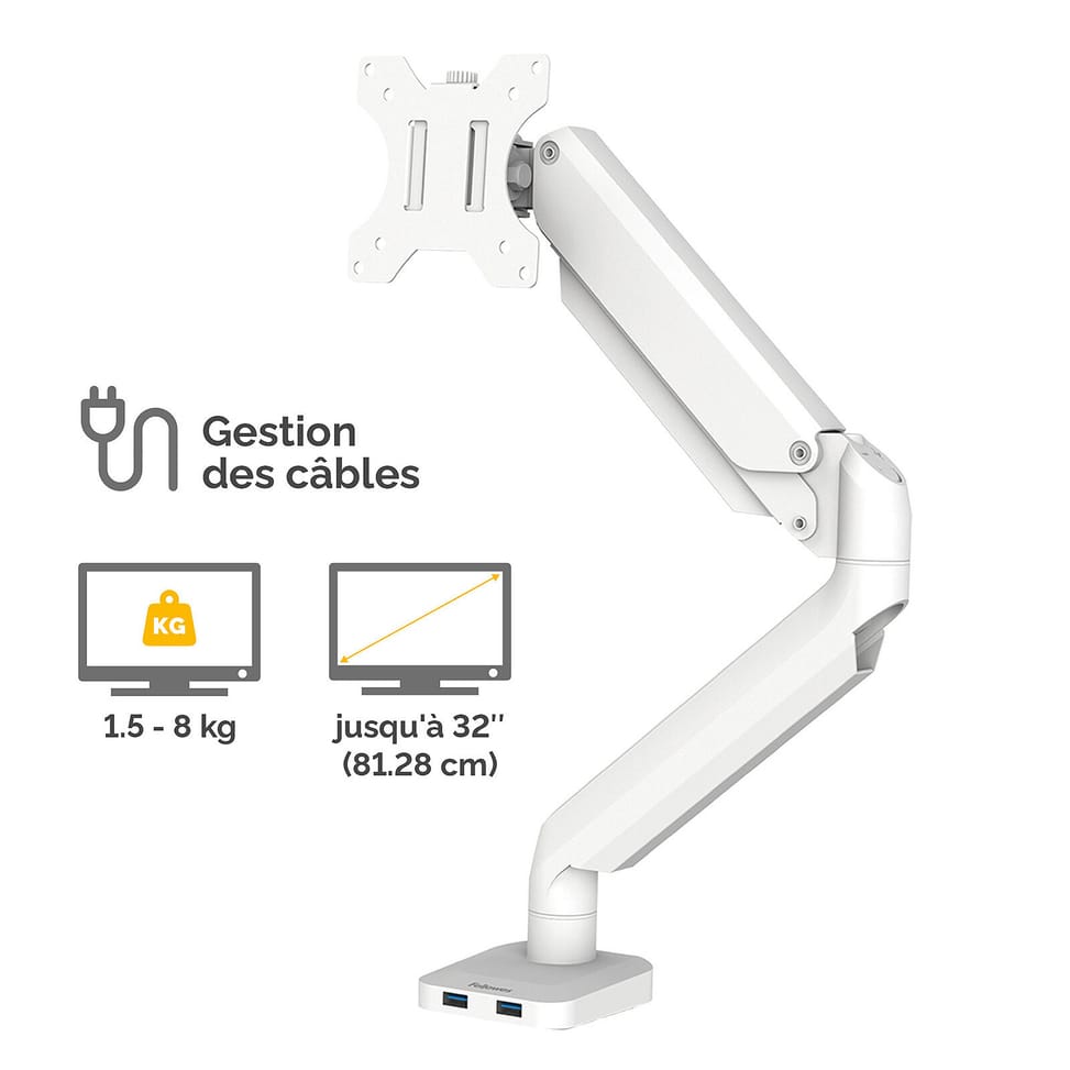 Fellowes Bras porte-écran simple Platinum Series - Blanc — image 5