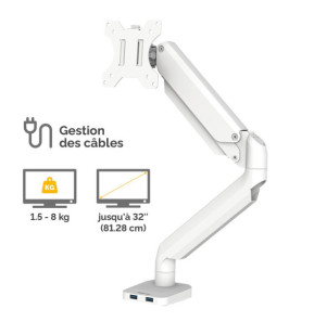 Fellowes Bras porte-écran simple Platinum Series - Blanc
