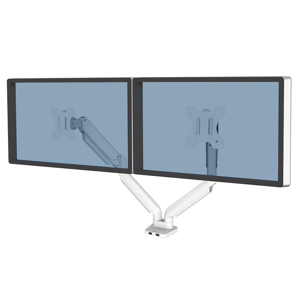 Fellowes Bras porte-écrans double Platinum Series - Blanc — image 1