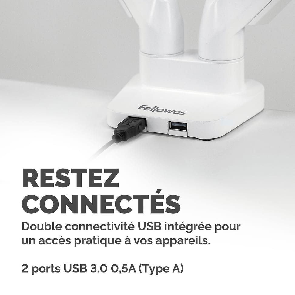 Fellowes Bras porte-écrans double Platinum Series - Blanc — image 4