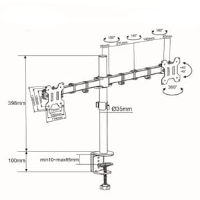 Nedis Dual Support de Moniteurs de bureau 32" (2 écrans) — image 4
