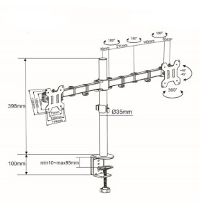 Nedis Dual Support de Moniteurs de bureau 32" (2 écrans)