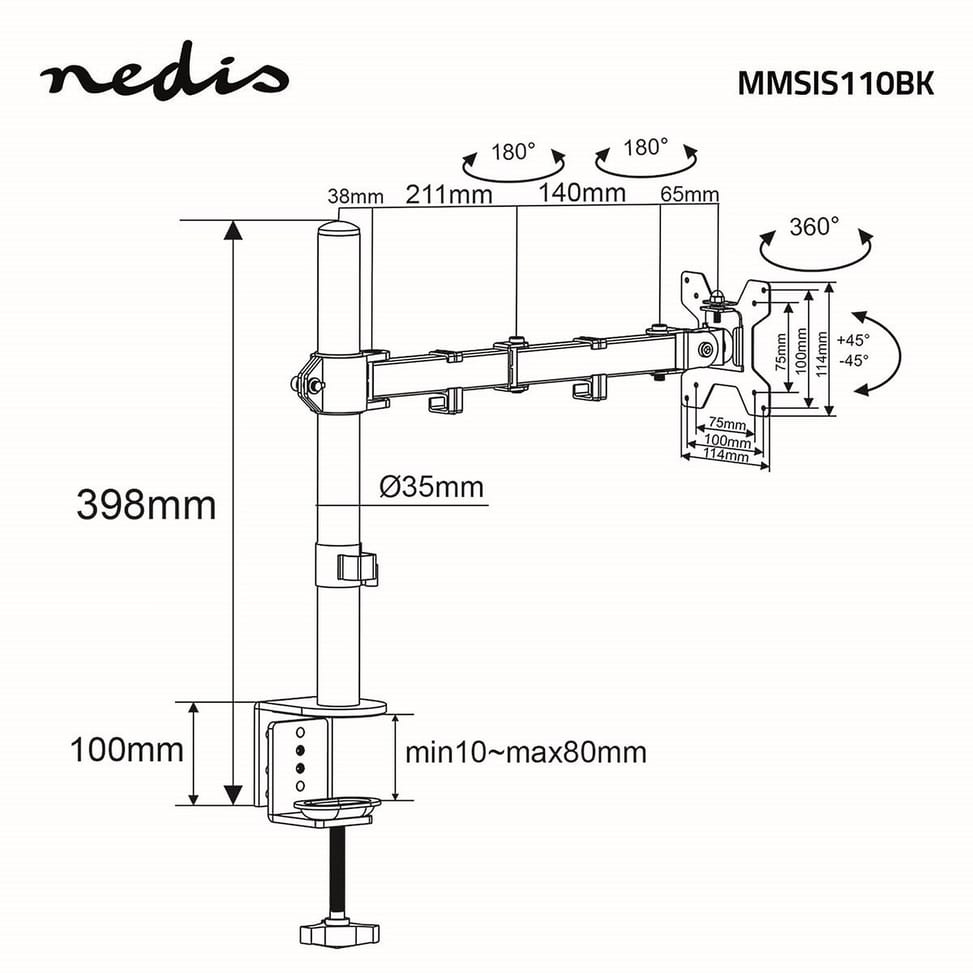 Nedis Support de Moniteur de bureau 32" (1 écran) — image 5