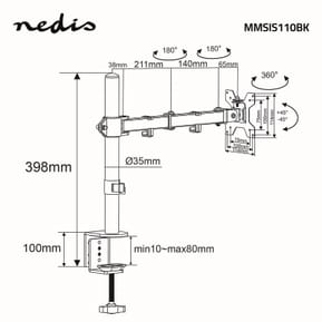Nedis Support de Moniteur de bureau 32" (1 écran) — image 5