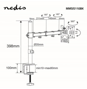 Nedis Support de Moniteur de bureau 32" (1 écran)