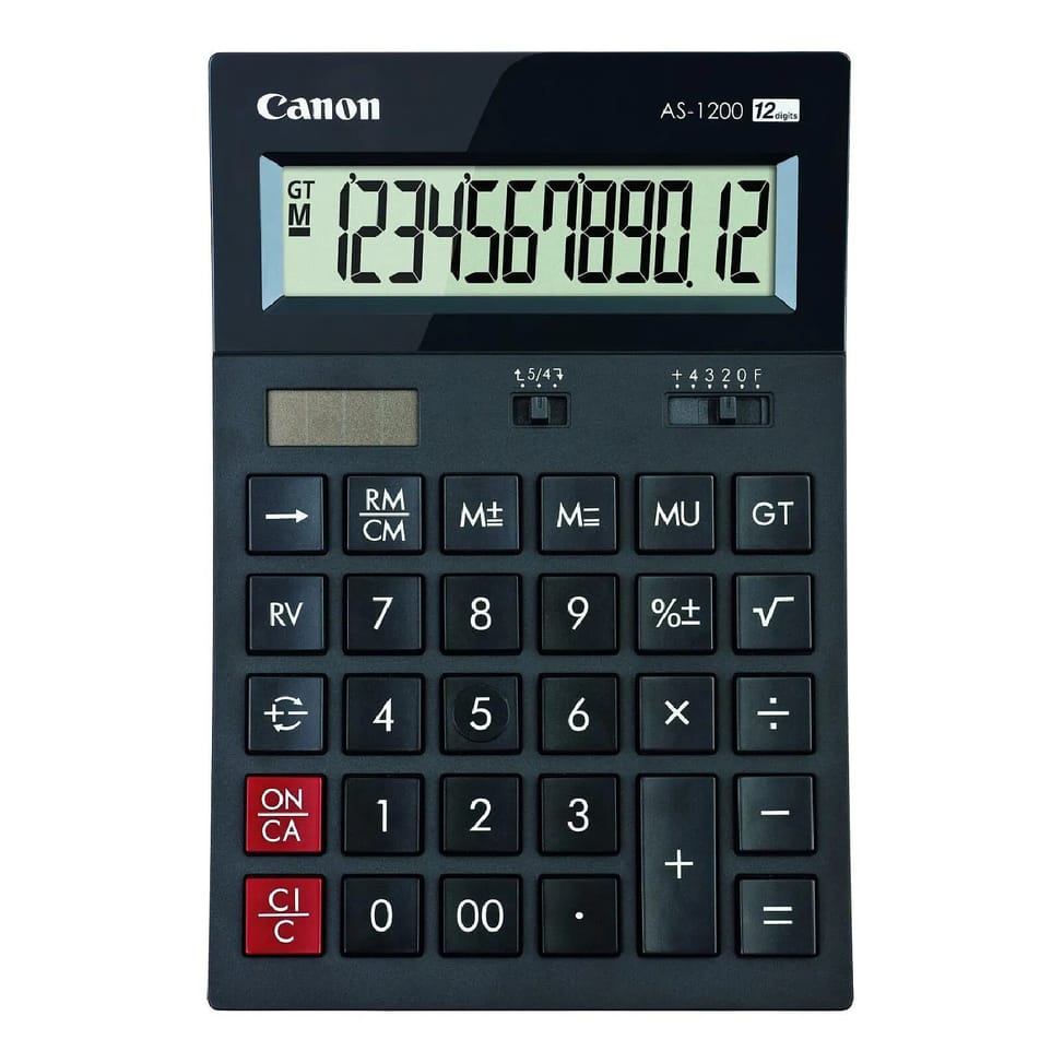 Calculatrice CANON Calculatrice compacte à 12 Chiffres AS-1200, Noir — image 1