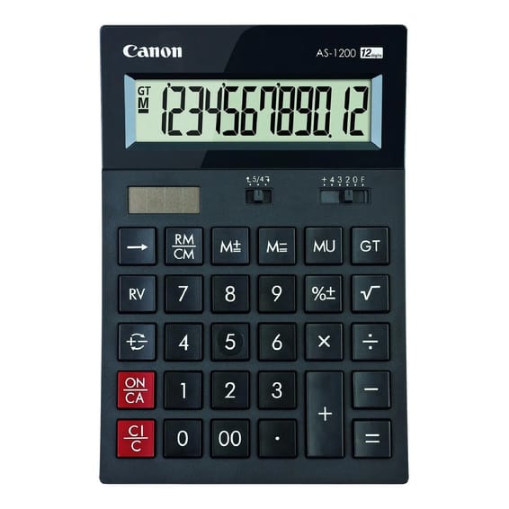 Calculatrice CANON Calculatrice compacte à 12 Chiffres AS-1200, Noir