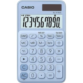 Calculatrice CASIO SL-310UC-LB Calculatrice de poche bleu clair 10 Chiffres solaire, pile
