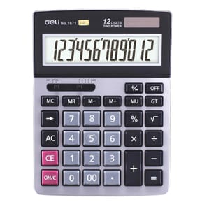 Calculatrice DELI Calculatrice bureau métallique 12 chiffres Dual Power