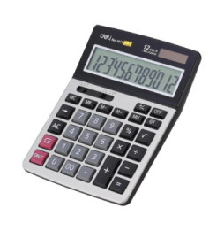 Calculatrice DELI Calculatrice bureau métallique 12 chiffres Dual Power