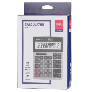 Calculatrice DELI Calculatrice bureau métallique 12 chiffres Dual Power