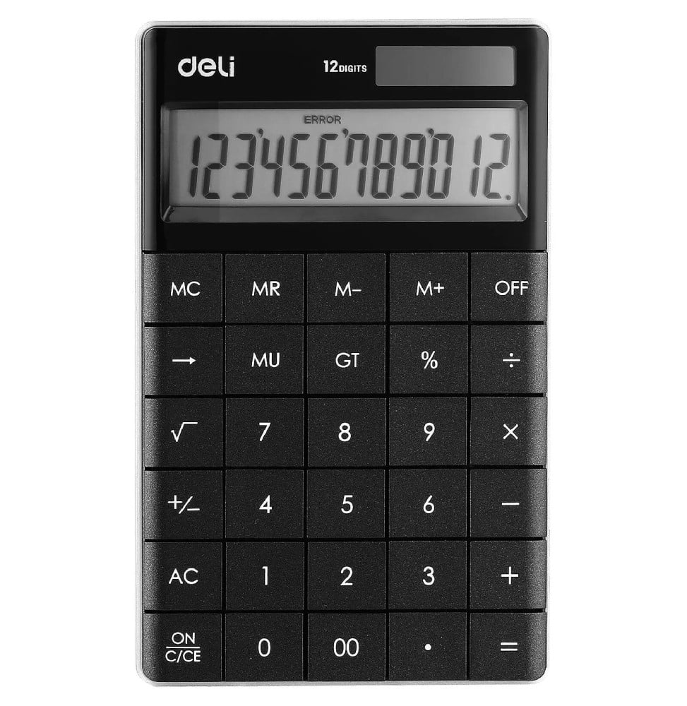 Calculatrice DELI Calculatrice moderne 12 chiffres solaire et pile noir