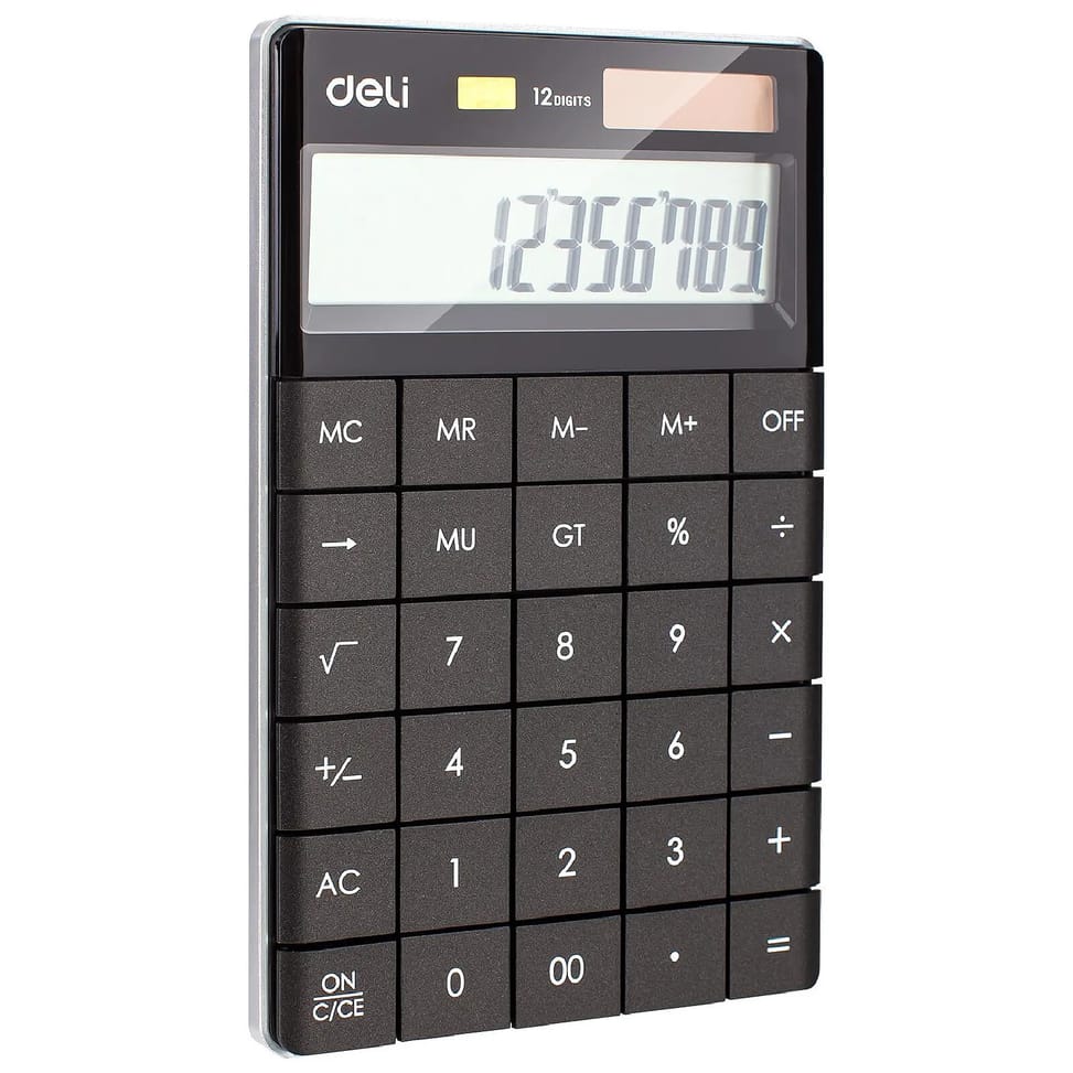 Calculatrice DELI Calculatrice moderne 12 chiffres solaire et pile noir — image 2
