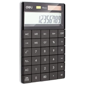 Calculatrice DELI Calculatrice moderne 12 chiffres solaire et pile noir — image 2