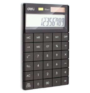 Calculatrice DELI Calculatrice moderne 12 chiffres solaire et pile noir