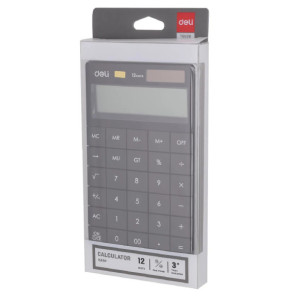 Calculatrice DELI Calculatrice moderne 12 chiffres solaire et pile noir