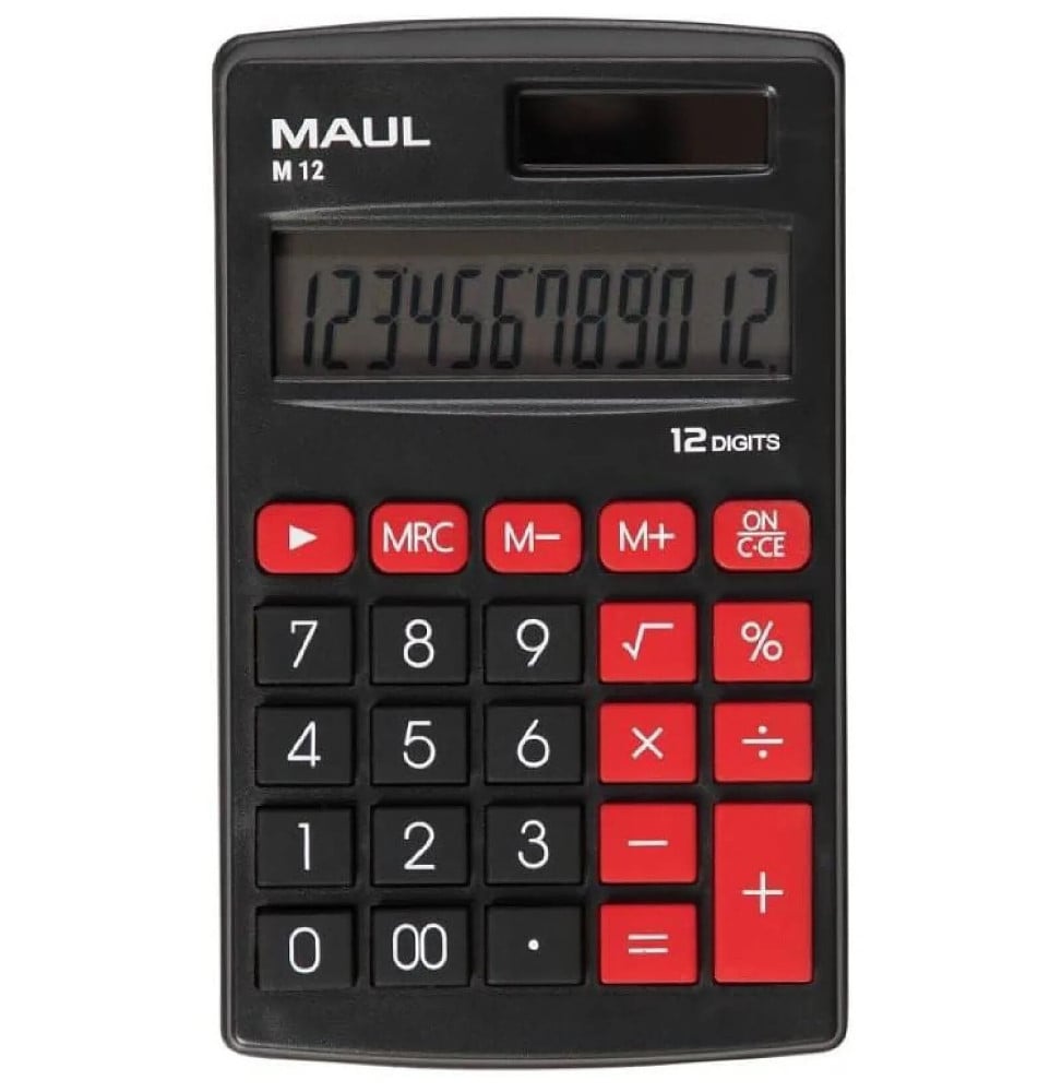 Calculatrice MAUL Calculatrice Poche M12 Pile et Solaire 12 chiffres 69x115mm Noir