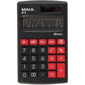 Calculatrice MAUL Calculatrice Poche M12 Pile et Solaire 12 chiffres 69x115mm Noir