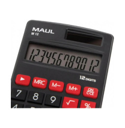 Calculatrice MAUL Calculatrice Poche M12 Pile et Solaire 12 chiffres 69x115mm Noir