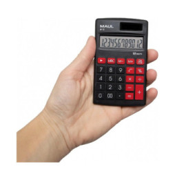Calculatrice MAUL Calculatrice Poche M12 Pile et Solaire 12 chiffres 69x115mm Noir