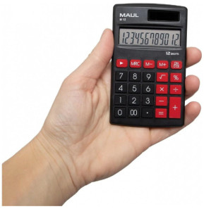 Calculatrice MAUL Calculatrice Poche M12 Pile et Solaire 12 chiffres 69x115mm Noir