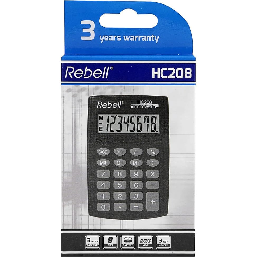 Calculatrice REBELL Calculatrice de poche HC 208, noir — image 2