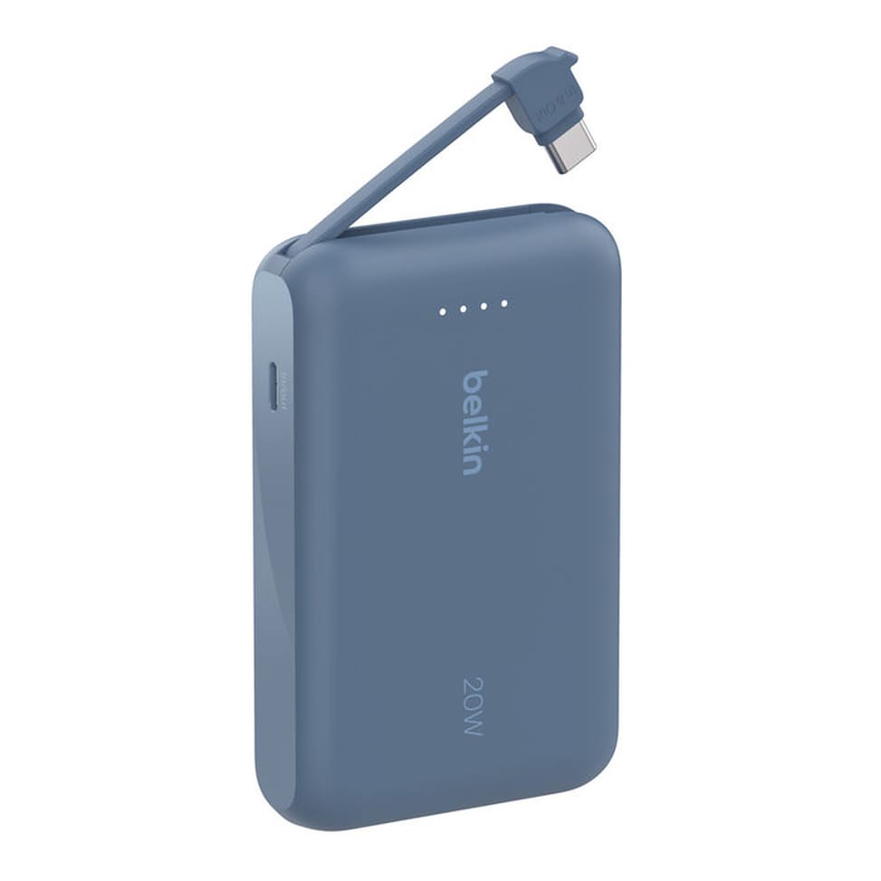 Belkin Batterie externe 10K 20W avec câble USB-C intégré (Bleu) — image 2