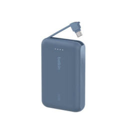 Belkin Batterie externe 10K 20W avec câble USB-C intégré (Bleu)