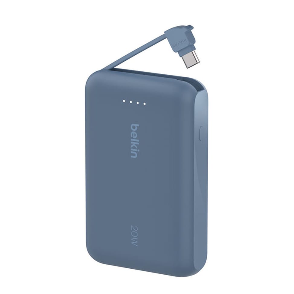 Belkin Batterie externe 10K 20W avec câble USB-C intégré (Bleu) — image 3