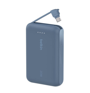 Belkin Batterie externe 10K 20W avec câble USB-C intégré (Bleu)