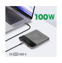 4smarts Powerbank 20000mAh 2 USB-C 100W + 2 USB 22.5W Enterprise Slim Gris Sidéral