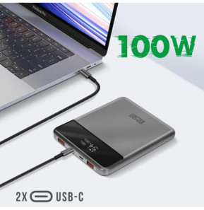 4smarts Powerbank 20000mAh 2 USB-C 100W + 2 USB 22.5W Enterprise Slim Gris Sidéral