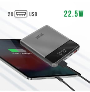 4smarts Powerbank 20000mAh 2 USB-C 100W + 2 USB 22.5W Enterprise Slim Gris Sidéral