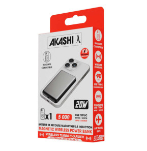 Akashi Batterie de Secours MagSafe à Induction 5000 mAh
