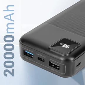 3mk Batterie de Secours 20000 mAh 2x USB et USB-C Voyant LED Noir — image 3