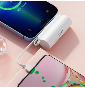 LinQ Batterie de Secours 6000mAh Double Connectivité USB C et Lightning Blanc