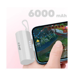 LinQ Batterie de Secours 6000mAh Double Connectivité USB C et Lightning Blanc