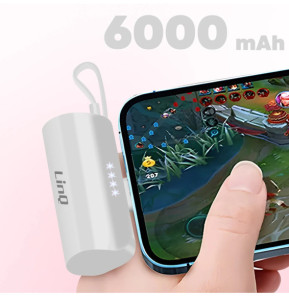 LinQ Batterie de Secours 6000mAh Double Connectivité USB C et Lightning Blanc