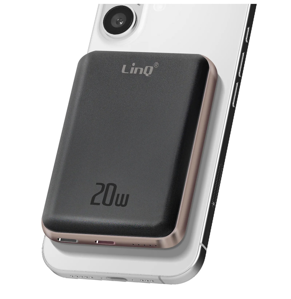 LinQ Batterie de Secours MagSafe 5000 mAh 15W Compact Noir