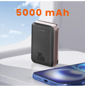 LinQ Batterie de Secours MagSafe 5000 mAh 15W Compact Noir