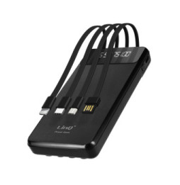 LinQ Batterie Secours 15000mAh Câble 4 en 1 Amovible et Sortie USB Compact Noir