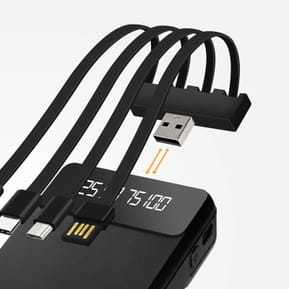 LinQ Batterie Secours 15000mAh Câble 4 en 1 Amovible et Sortie USB Compact Noir — image 3