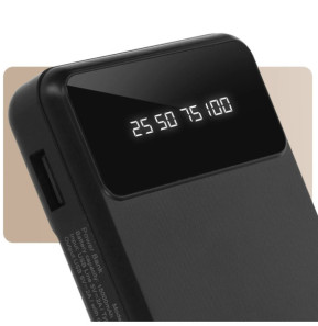 LinQ Batterie Secours 15000mAh Câble 4 en 1 Amovible et Sortie USB Compact Noir