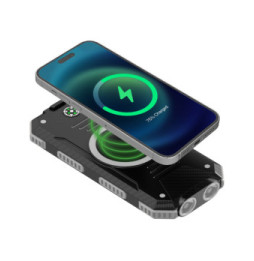 Akashi Batterie de Secours 10000 mAh Solaire Noir