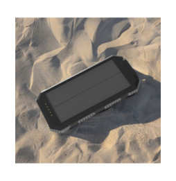Akashi Batterie de Secours 10000 mAh Solaire Noir