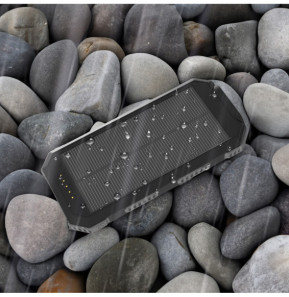 Akashi Batterie de Secours 10000 mAh Solaire Noir